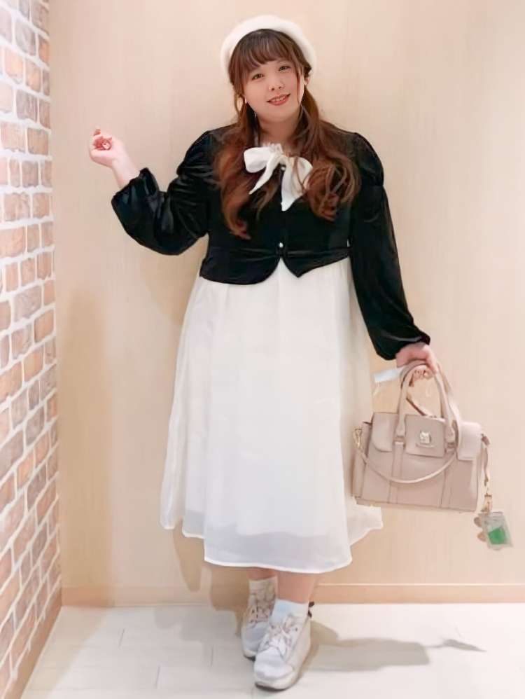 温かみのあるエレガントスタイル カーディガンドッキングシフォンワンピース エレガントコーデ 大人かわいい おしゃれ リボン 大きいサイズ 韓国 CH7073