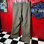 80s〜90s Vintage フレアスラックス　チェック柄　センタープレス　YKKジップ