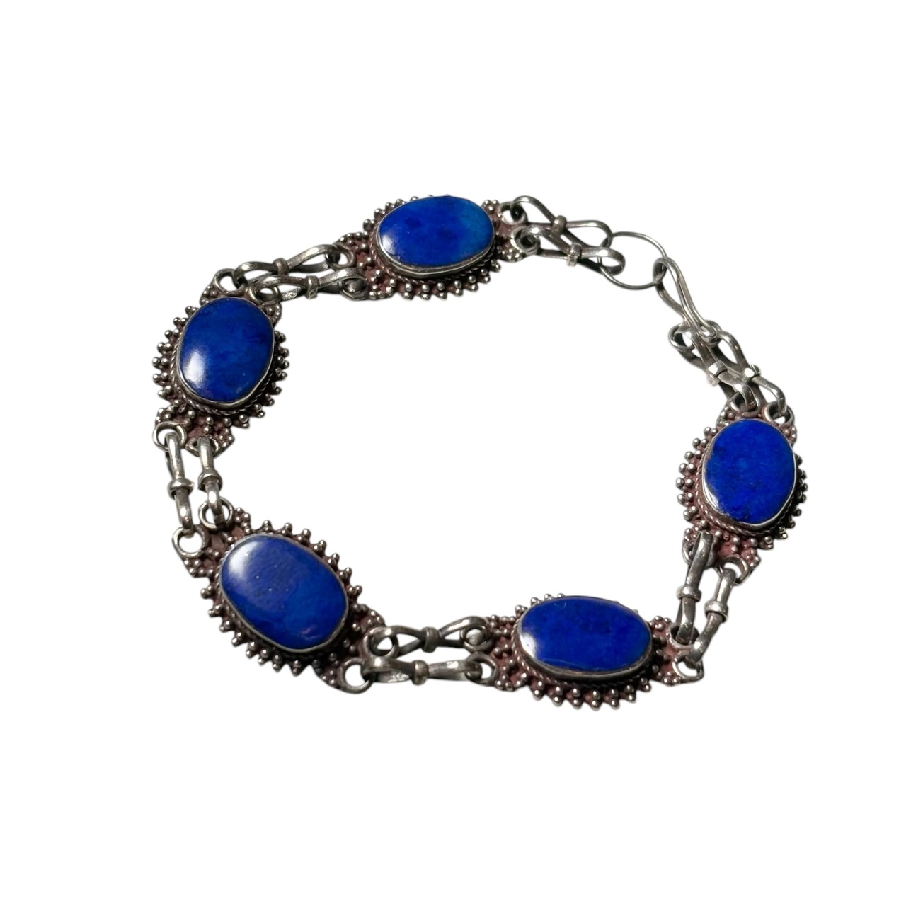 vintage silver lapis lazuli link bracelet