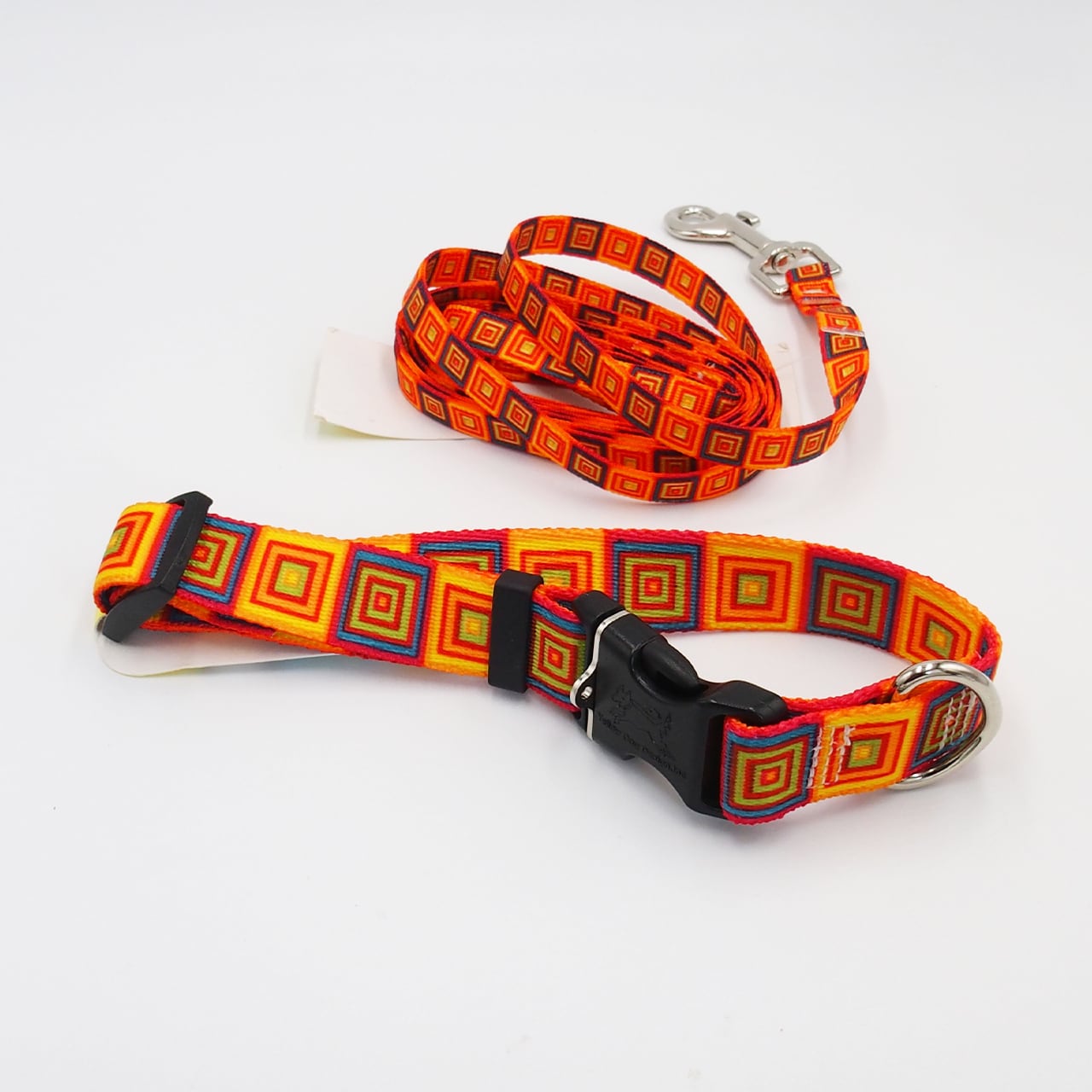 Orange Blocks　首輪Sサイズ＋リードXSサイズ セット - Yellow Dog Design