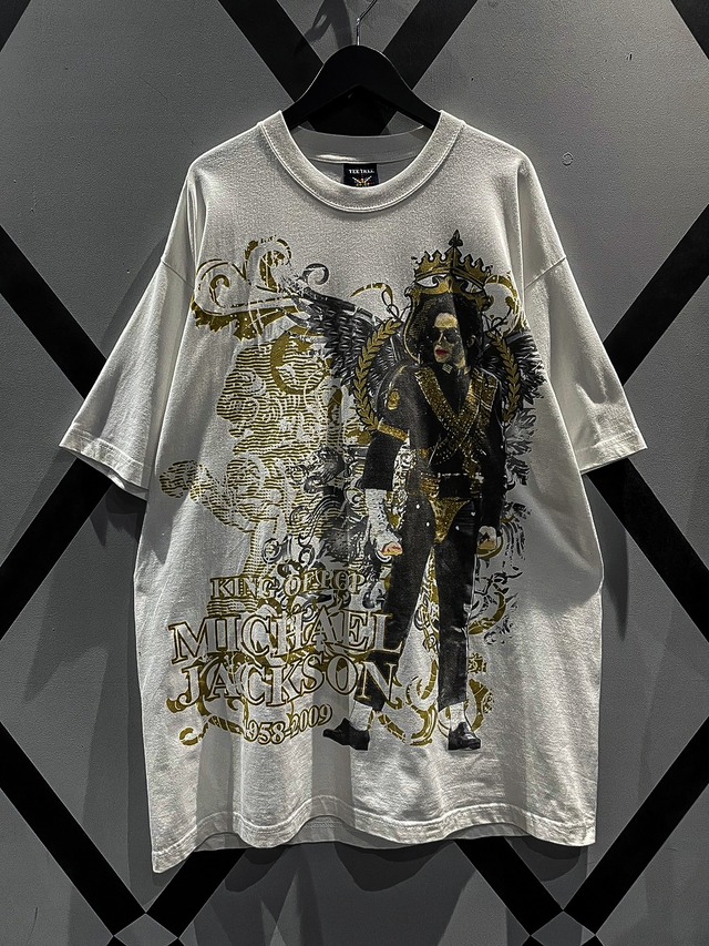 【X VINTAGE】"Michael Jackson" R.I.P Memorial Print Design S/S T-Shirt