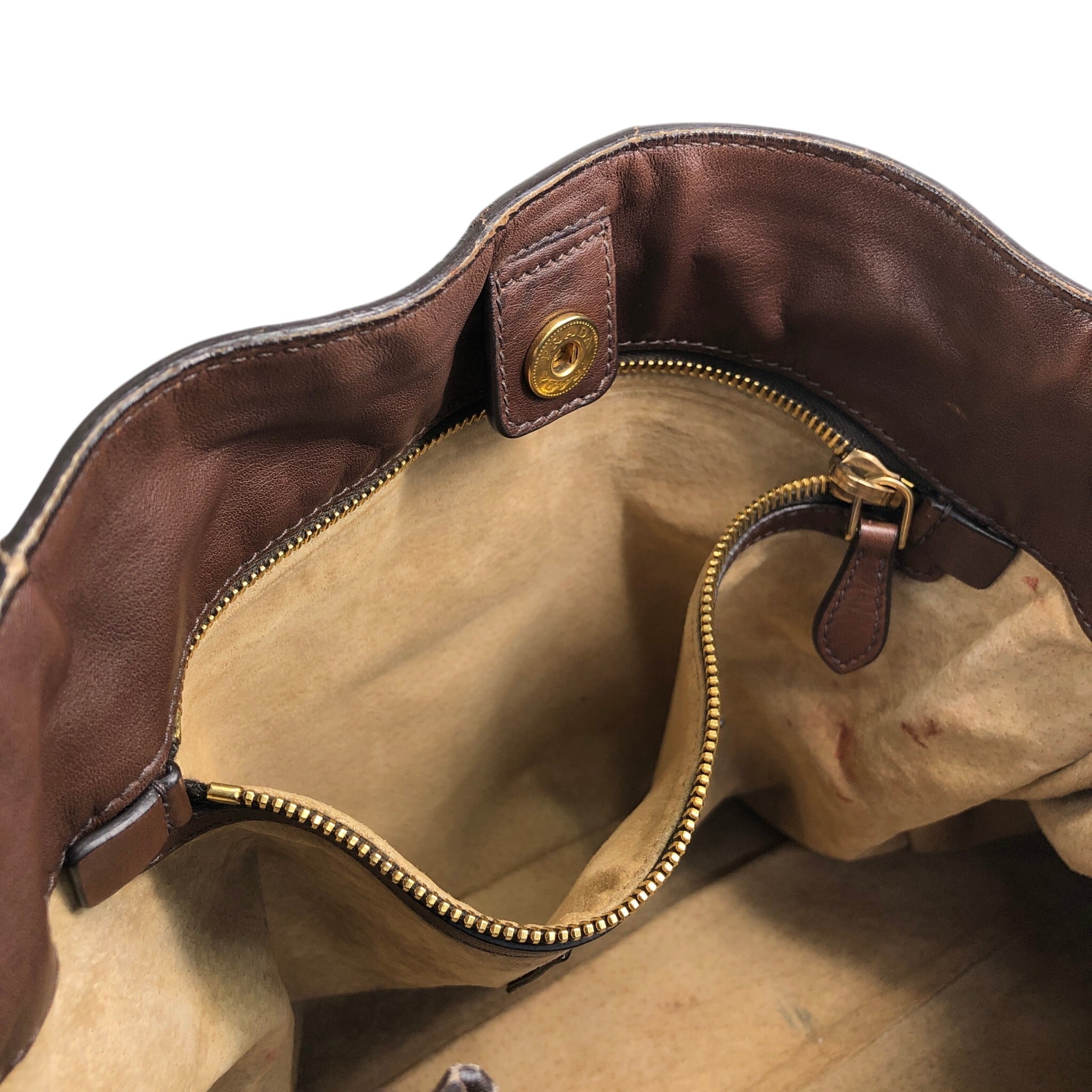 PRADA プラダ トートバッグ ブラウン ロゴ レザー vintage