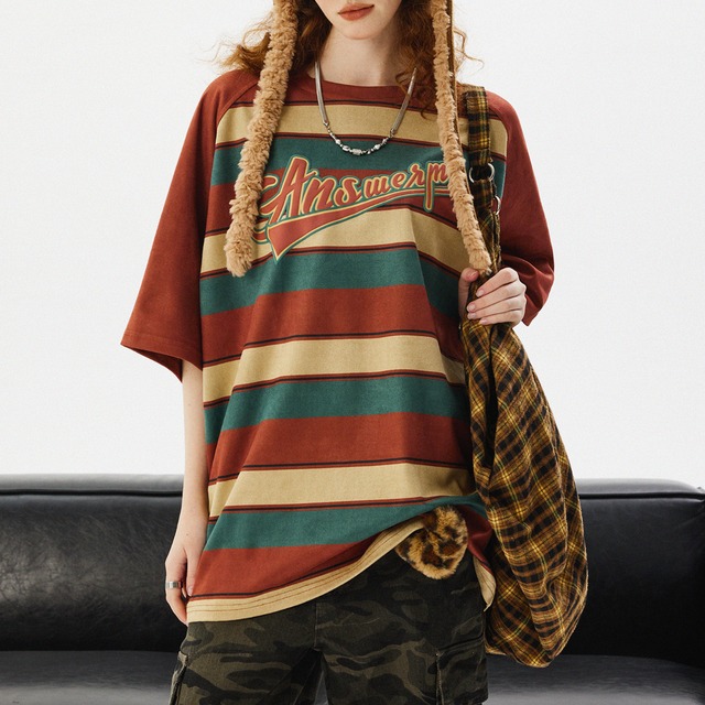 retro border logo print short sleeve tee　レトロボーダーロゴプリント半袖ティー　J0856