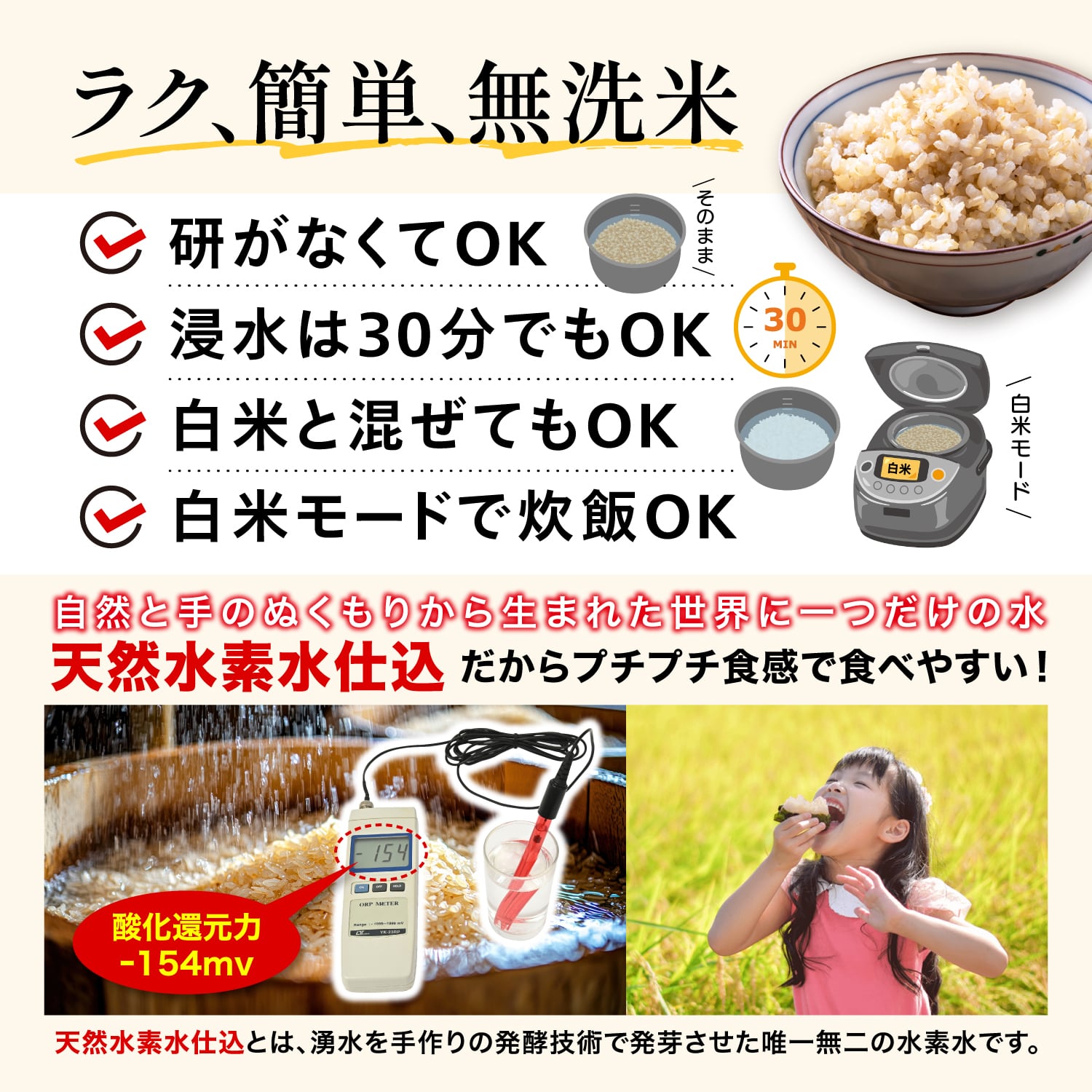 ま〜ちゃん発芽玄米【自然農法 ササニシキ】無洗米 無農薬 無肥料米