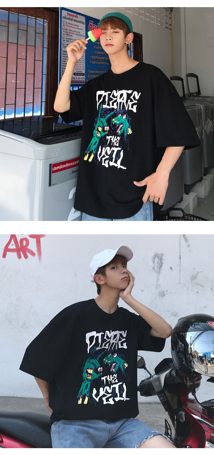 全2色 Tシャツ カットソー プリント カジュアル シンプル