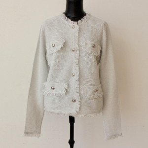 SILVIAN HEACH フリンジポイントシルバーラメ入りホワイトサマーニットジャケット ITALY; GPP26245 ¥22,000＋tax