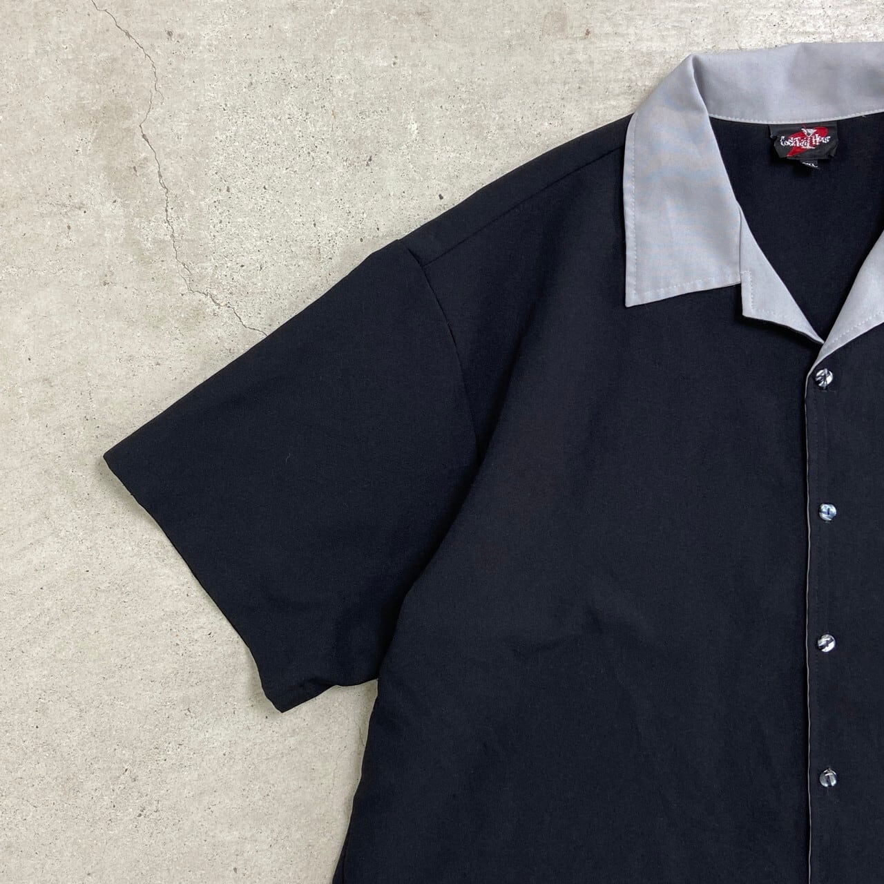 美品 古着 80s〜90s 切替デザイン プルオーバーシャツ 半袖 メンズL 黒 90年代 USA製 CockTail Hour チカーノシャツ オープンカラー 開襟