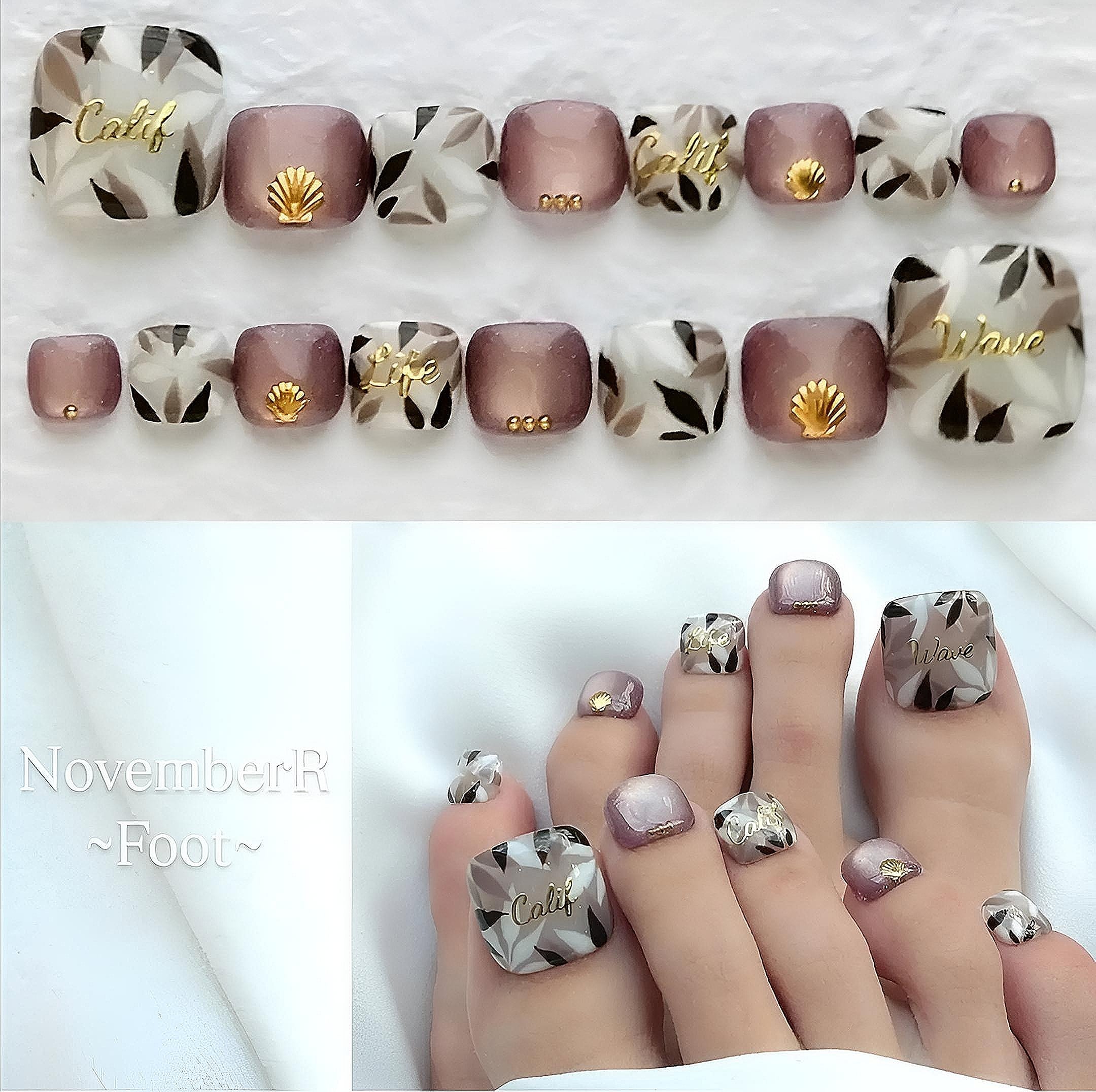 FA260☆マグネット×ボタニカルリーフフットネイルチップ | NovemberR