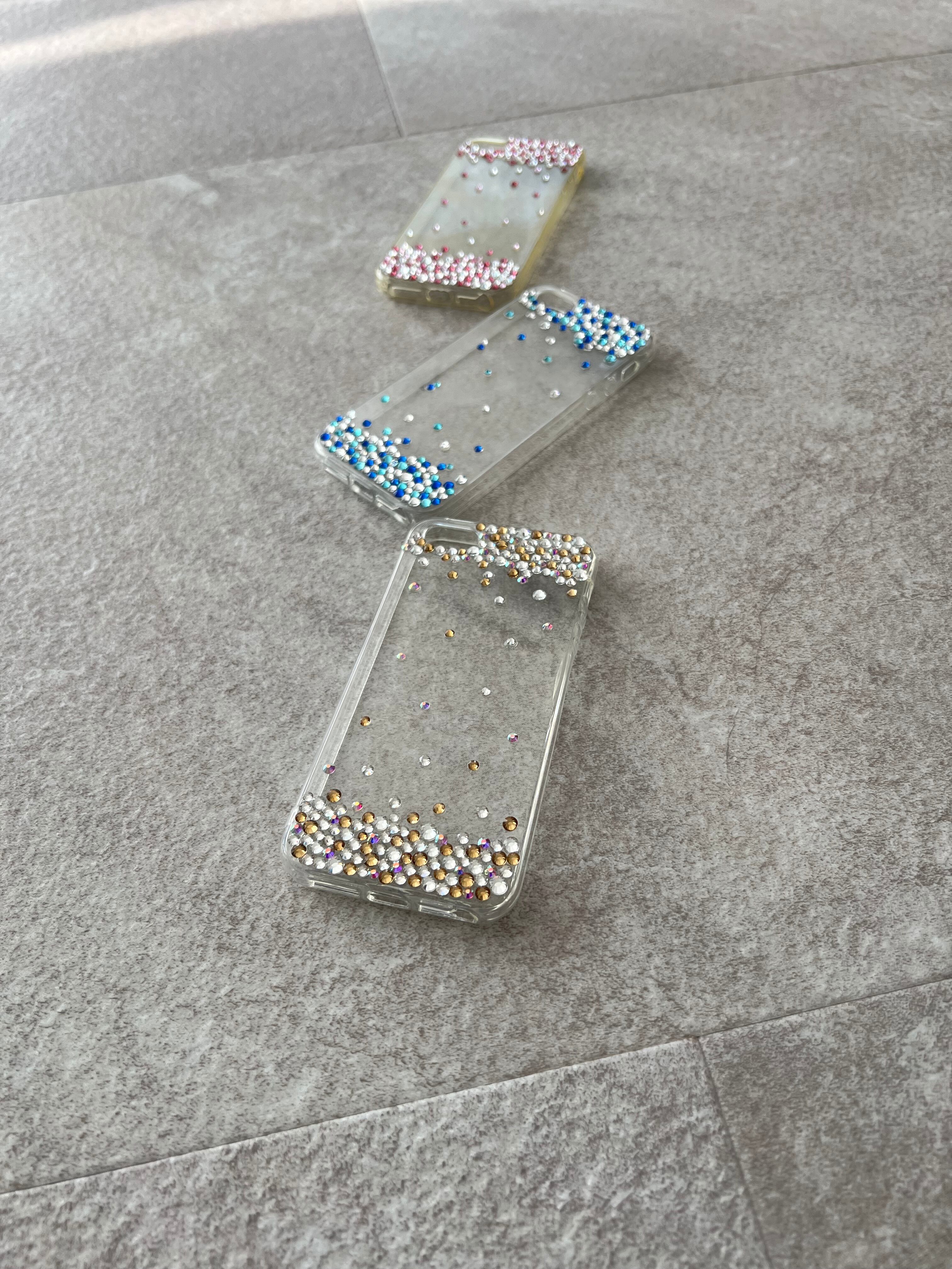 バブル iPhone Android スマホケース スワロフスキー キラキラ デコ