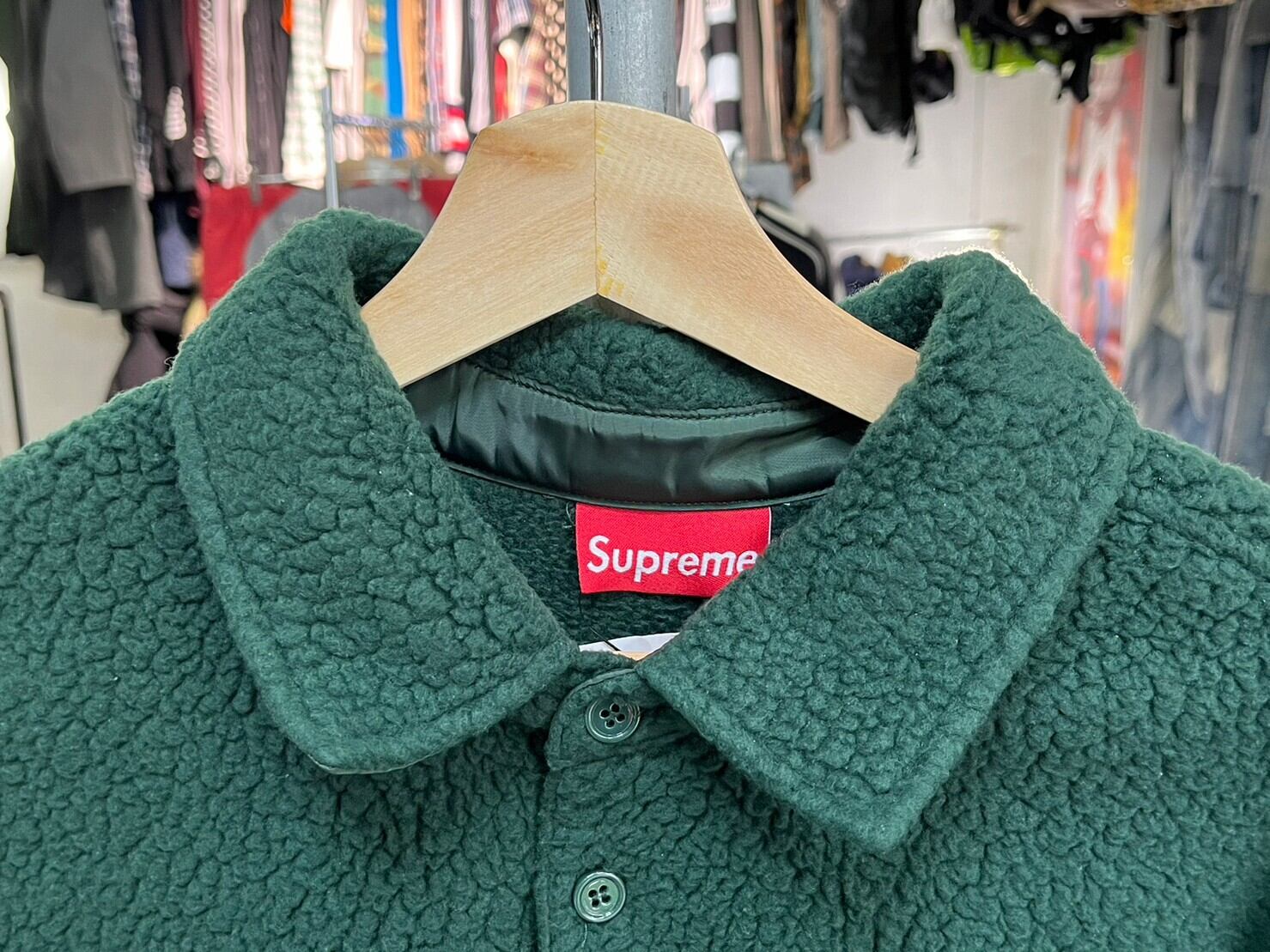 Supreme POLARTEC LS POLO FLEECE JACKET DARK GREEN XL 23873 | BRAND 