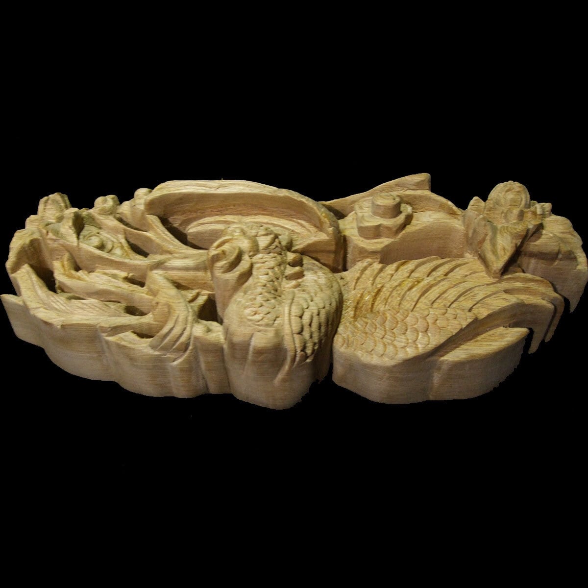 懸魚 アンティーク 2個セット 鶴 彫刻 欄間 懸魚 木彫 動物 寺院 仏閣