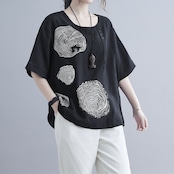 木目調プリントフロントボタン シャツ 30221