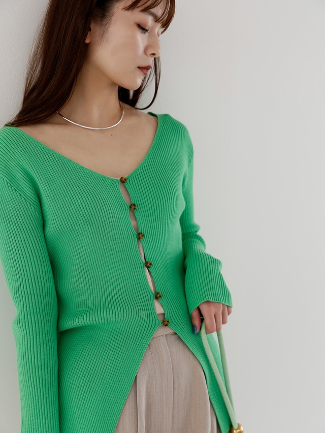 2way long rib knit（green）