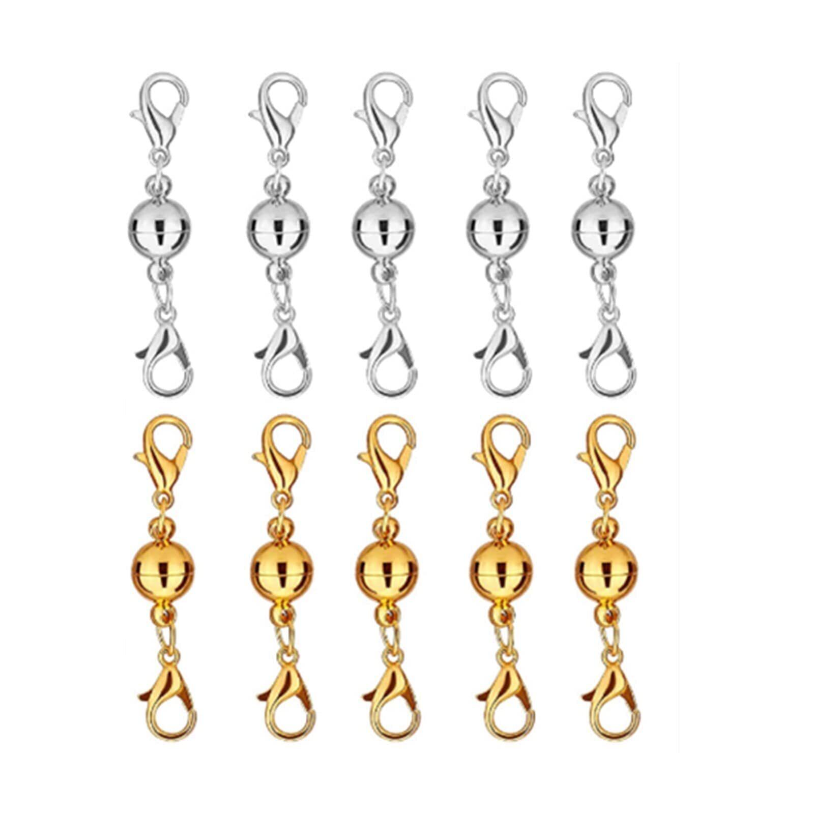 【特価処分】 ネックレス 留め具 マグネット留め具 簡単装着 磁気クラスプ エンドパーツ ジュエリー用 延長用金具 DIY用 クラフト作り アクセサリーパーツ 10個セット (球形)
