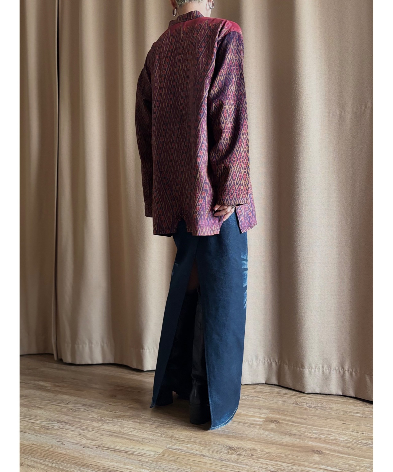 ethnic china button design silk shirt-5000-9