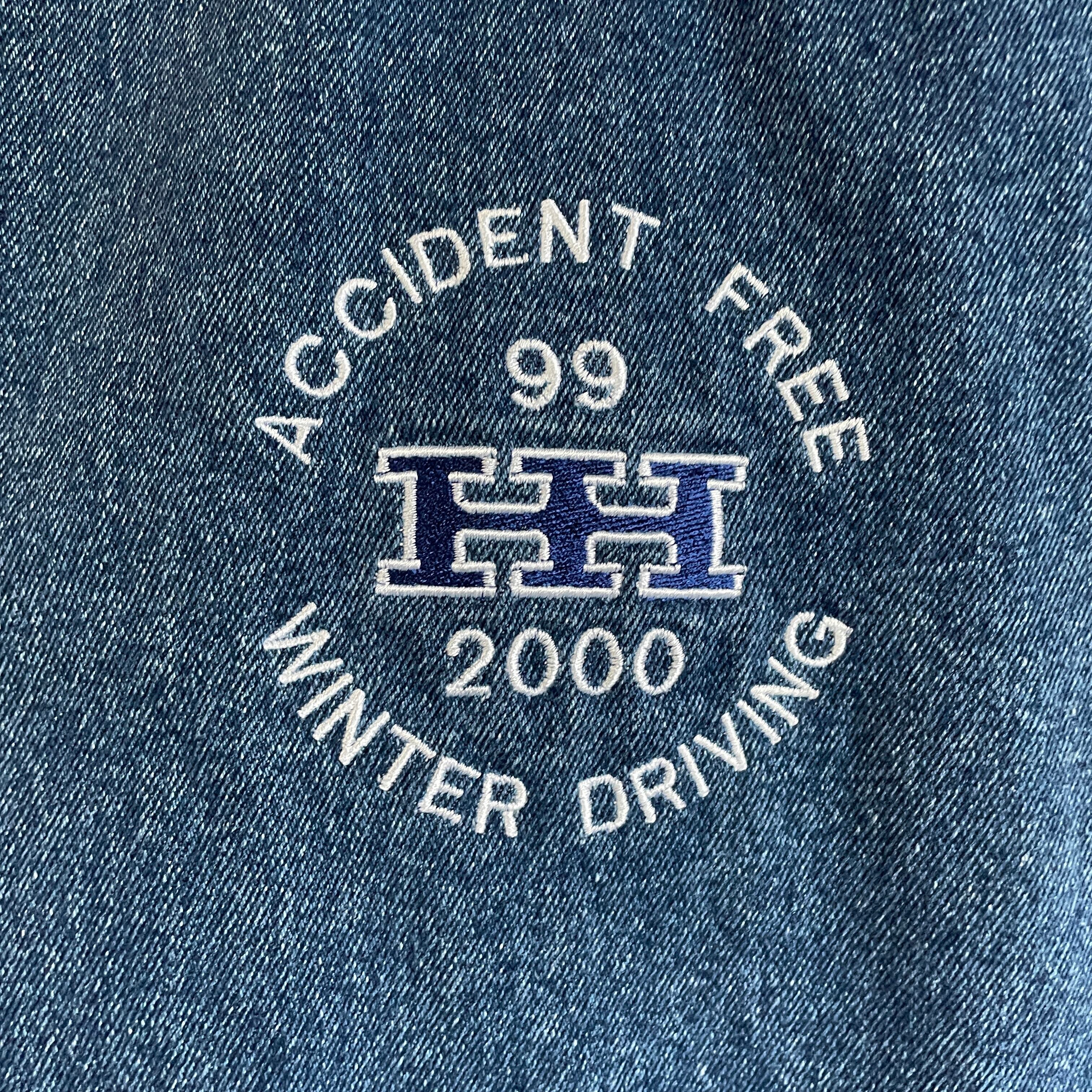 00年代 ビッグサイズ HARTWELL Visasport ロゴ刺繍 デニムスタジャン