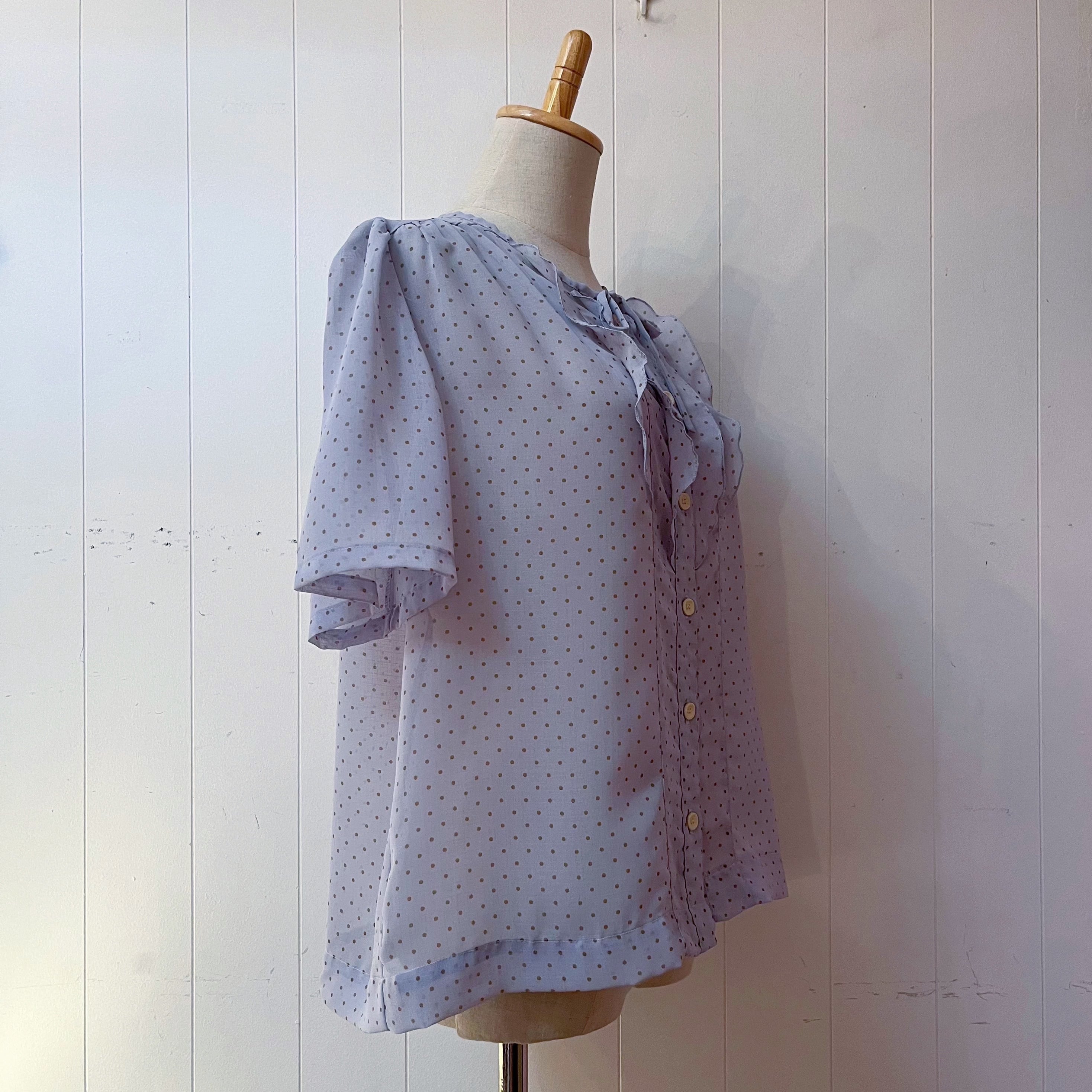 light blue dot sheer blouse