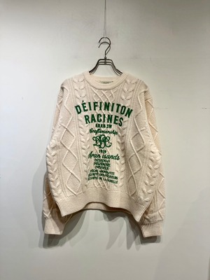 BLANC basque プリントクルーネックカラーニット