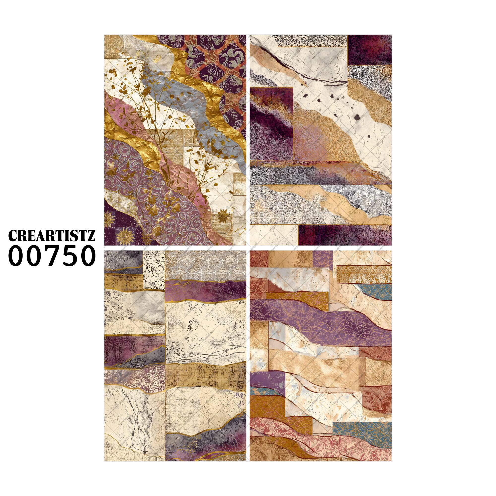 00750 背景 コラージュ素材 オリジナル 12枚セット (4種類×3枚) ペーパー/ステッカー CREARTISTZ