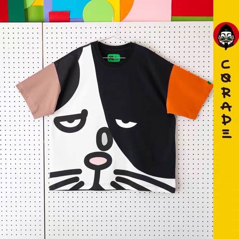 【予約販売商品】SorsorTシャツ　corade方形猫柄blackTシャツ　メンズ・レディース・ユニセックス