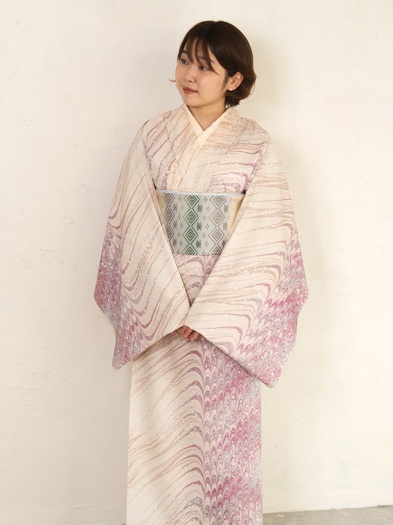 「甘蜜光泡 — 恋雫 」♡ピーコック柄×ゆらぎ柄〜セオアルファ 浴衣・夏着物・単衣