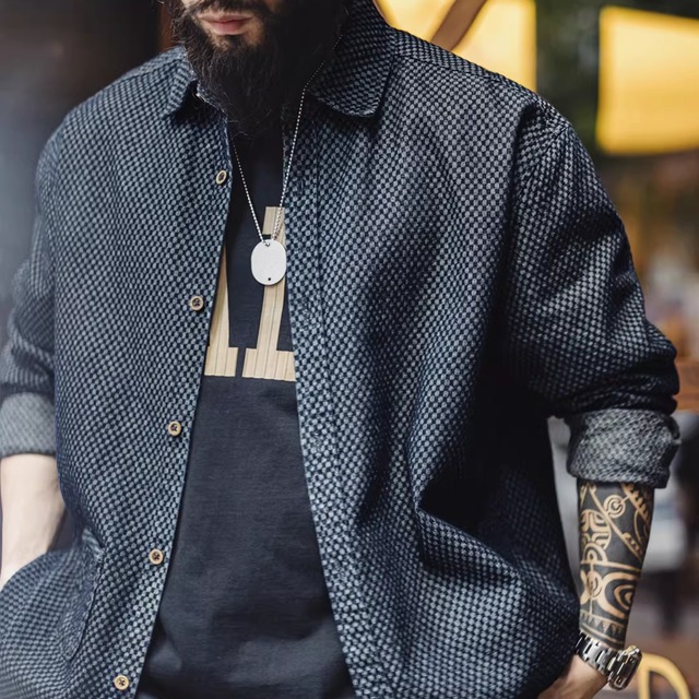 Checkered Denim Shirt Jacket(GV148)