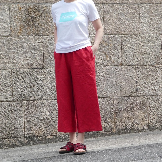ブロックプリント　ルーズサルエルパンツ