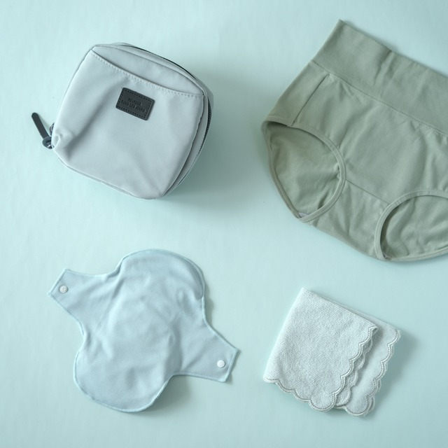 【はじめてset】FOLLISSI Lite(吸水量70ml)グレー&グリーン｜普通～多い日用