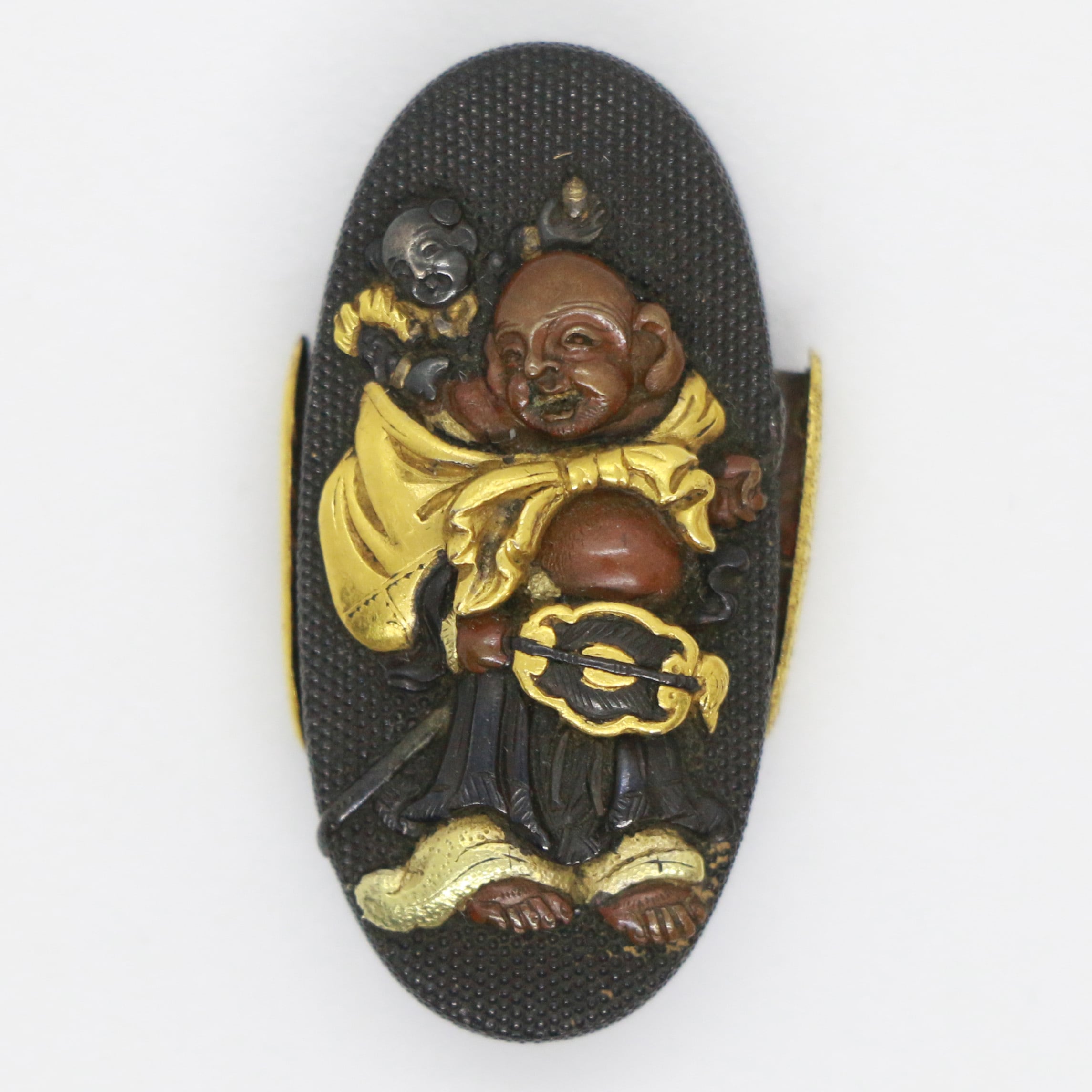 江戸期赤銅金象嵌武者縁頭　空想歴史家 江戸期赤銅金象嵌武者縁頭 空想歴史家様専用 武具