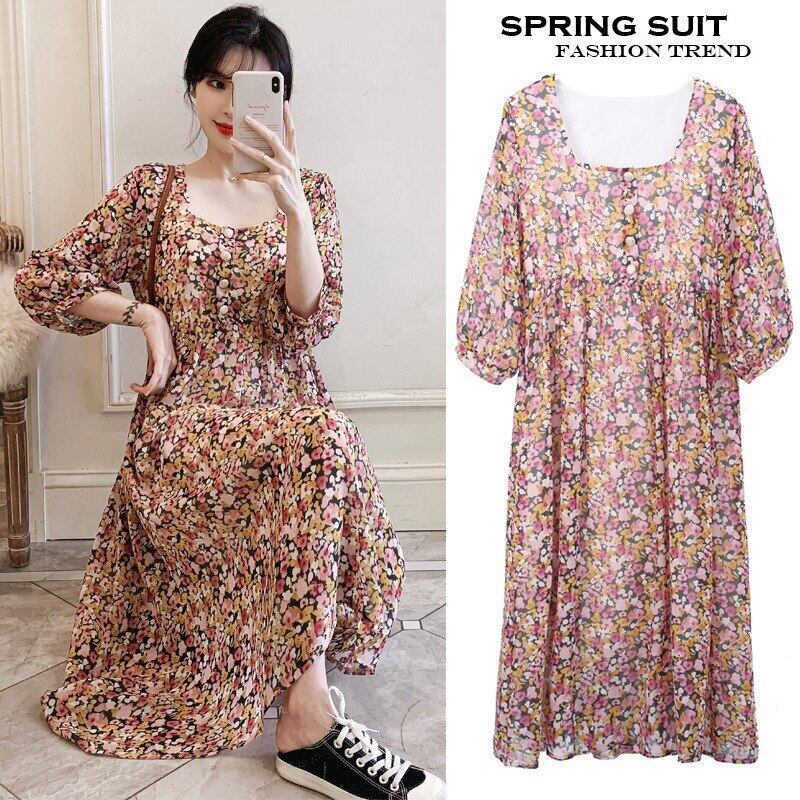 【新作】【送料無料】 マタニティウェアラージサイズトップス妊婦ドレス2020スタイルミドル丈妊婦スカートシフォンスカートロングスカート 大きめサイズ AL expec352922254888