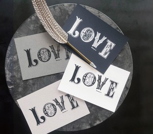 アンティークFONTSハンドプリントポストカード4枚セット