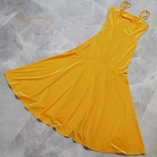 フラダンス 衣装 ワンピース ドレス パンドール イエロー系 Paondor ベロア生地 日本製 キャミソールワンピース キャミソールドレス かわいい 華やか 鮮やか 華やか 上品 高級感 ハワイアン アロハ フラ ダンス レッスン 練習 フラドレス