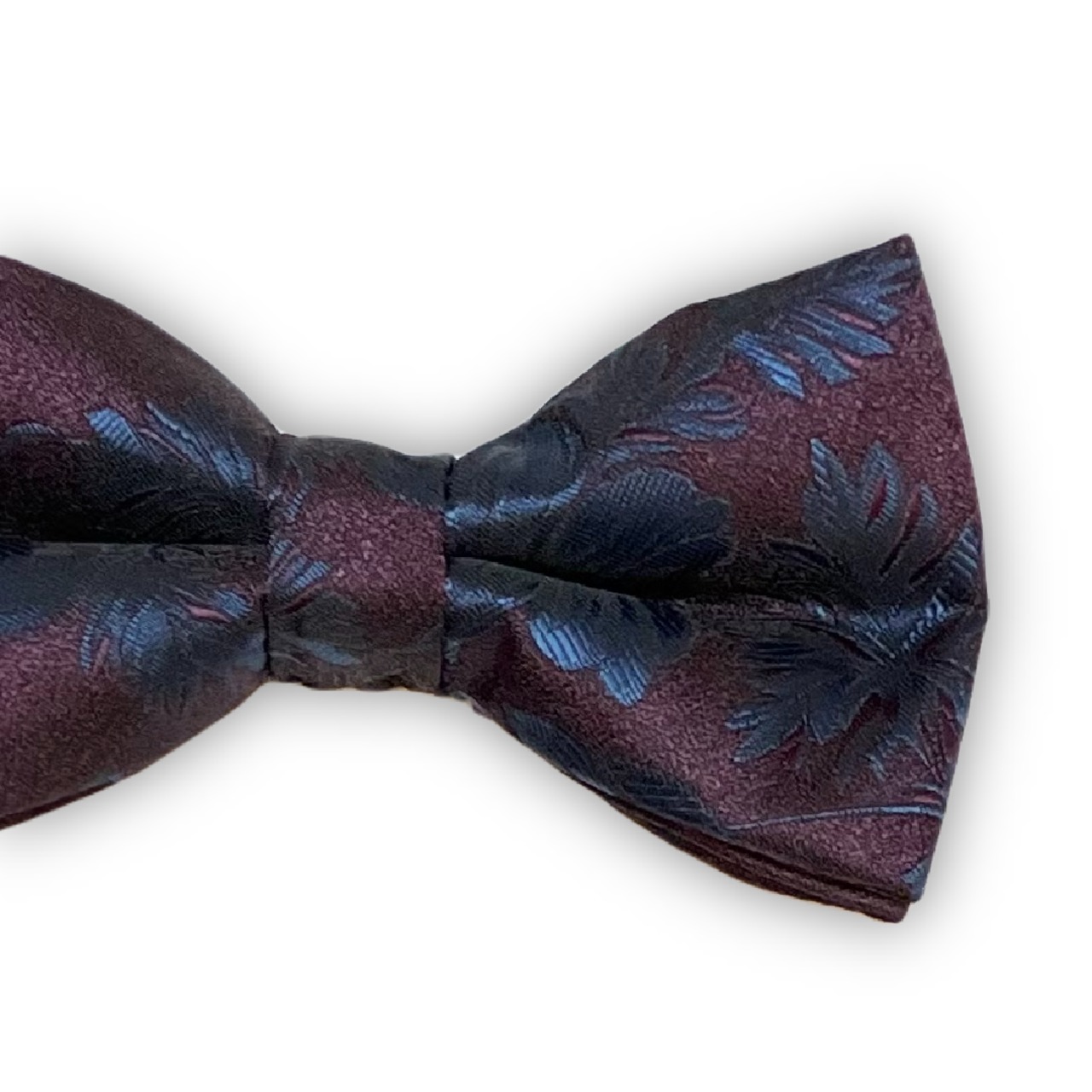 【ダークパープル×ネイビー　花柄】ボウタイ・チーフセット