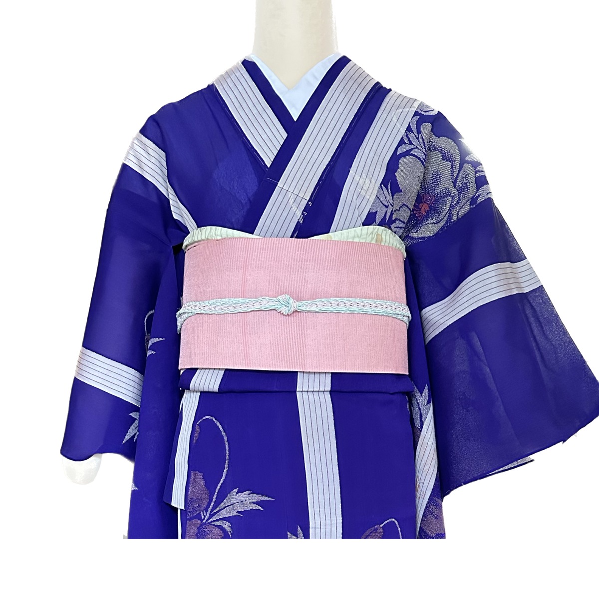 夏着物紗】夏の紗紬のお着物縞柄