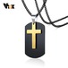 【送料無料】 メンズ ネックレス 刻印 ブラック 犬 タグ クロス ステンレス ペンダント パンク 40000801