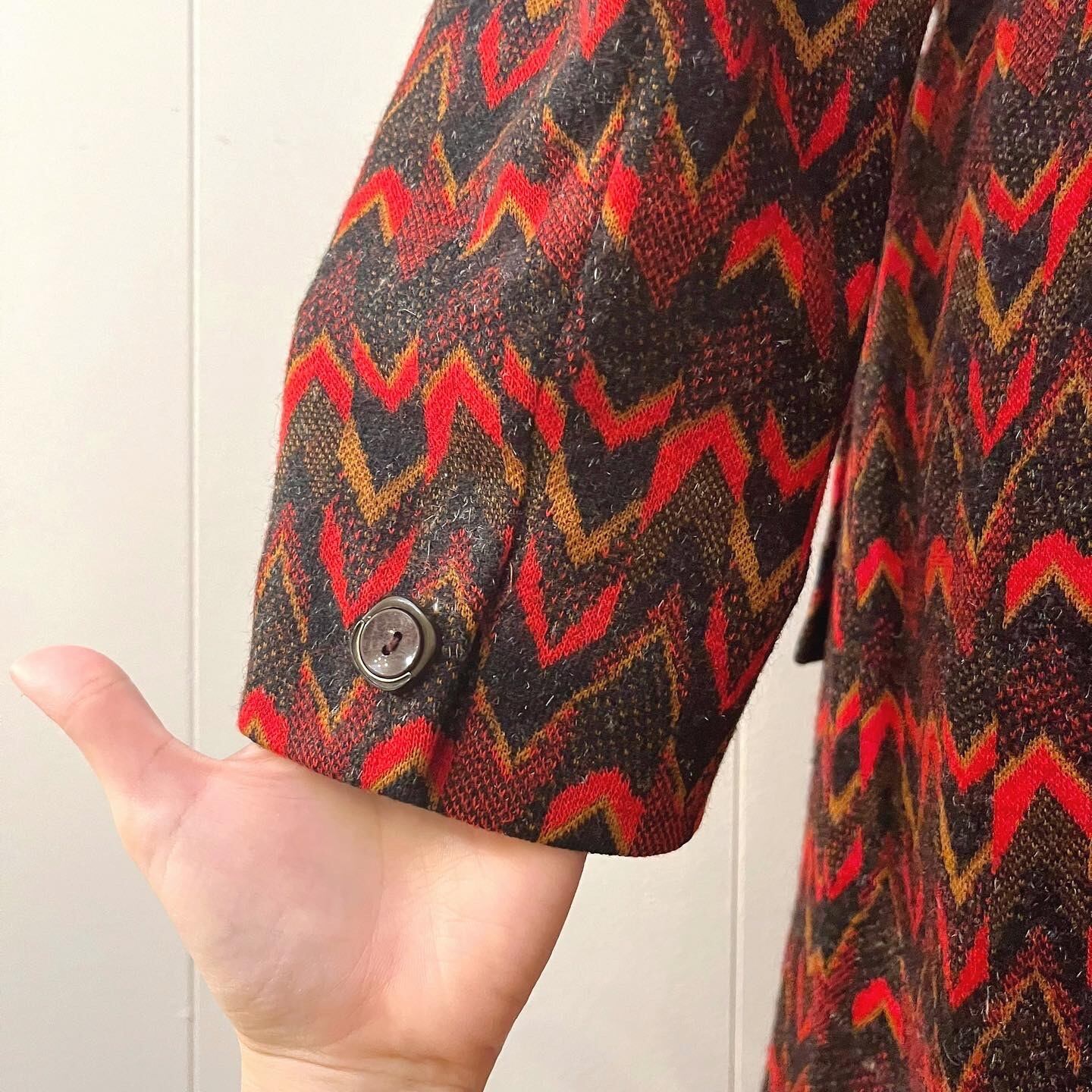 70s jacquard knit coat