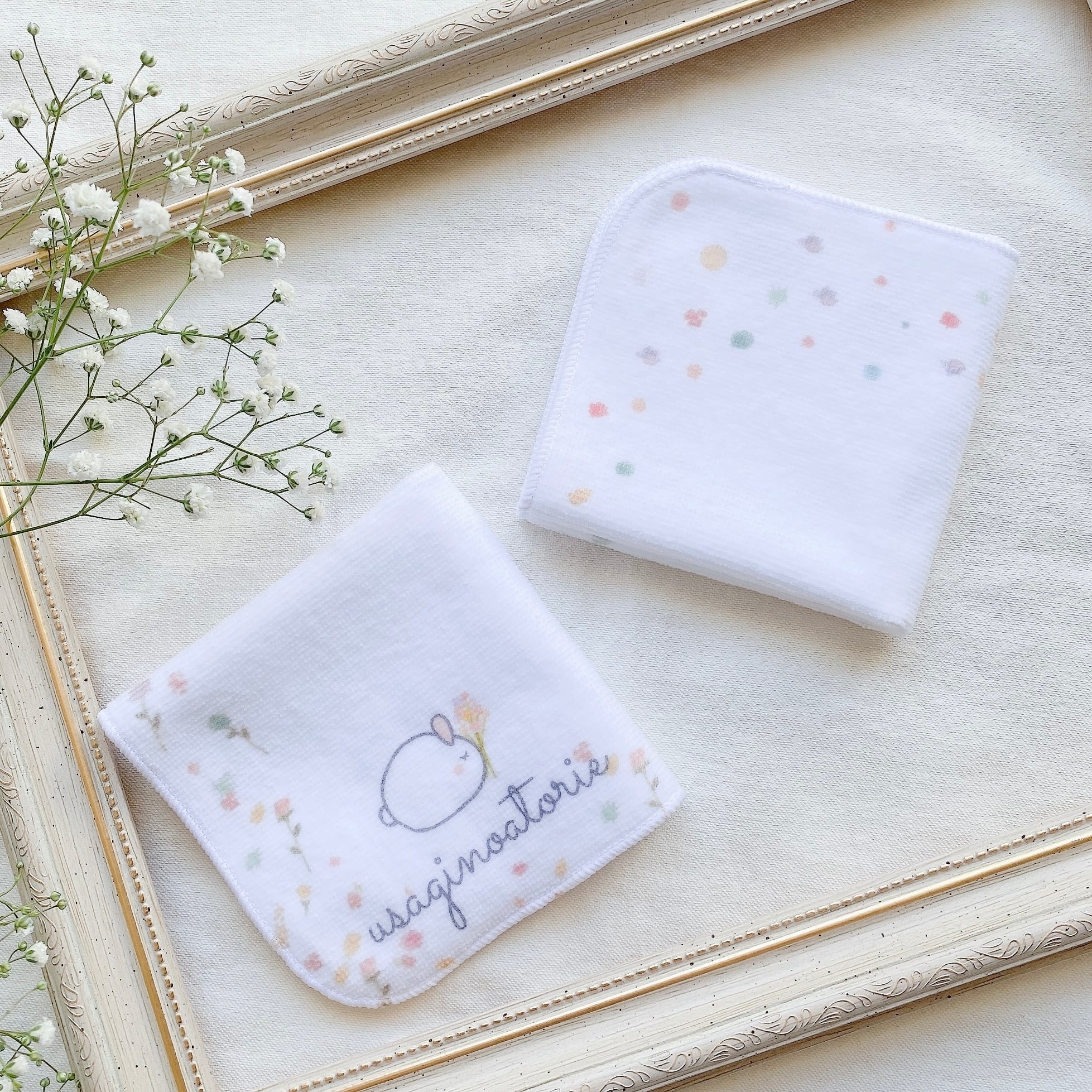 【ハンカチ】お花畑のウサギさん new ver.