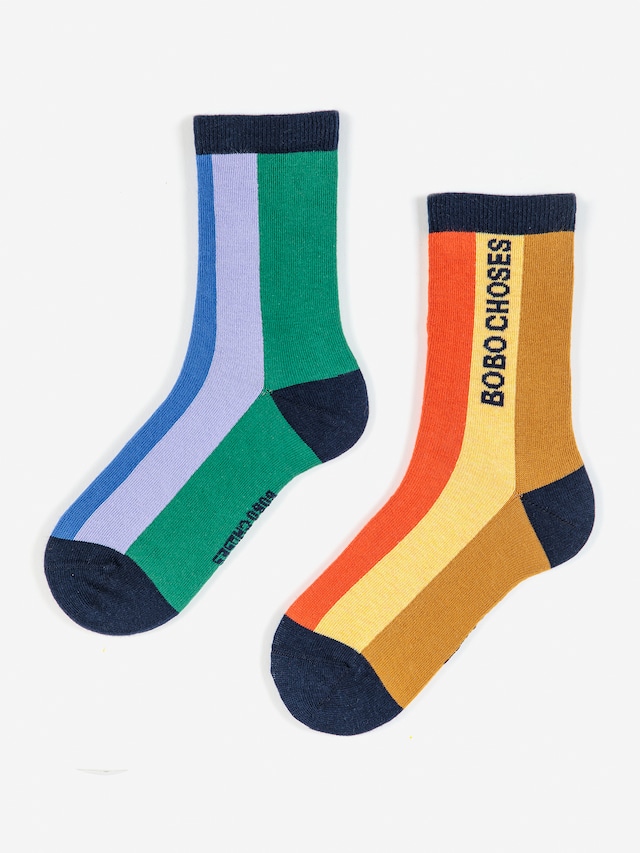 BOBO CHOSES / Multi color stripes long socks