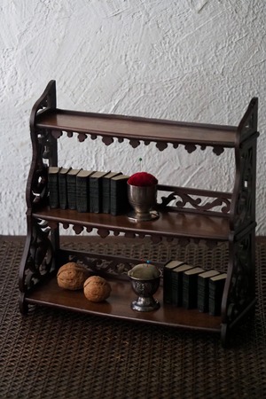 木彫透かしの小棚-antique wood shelf