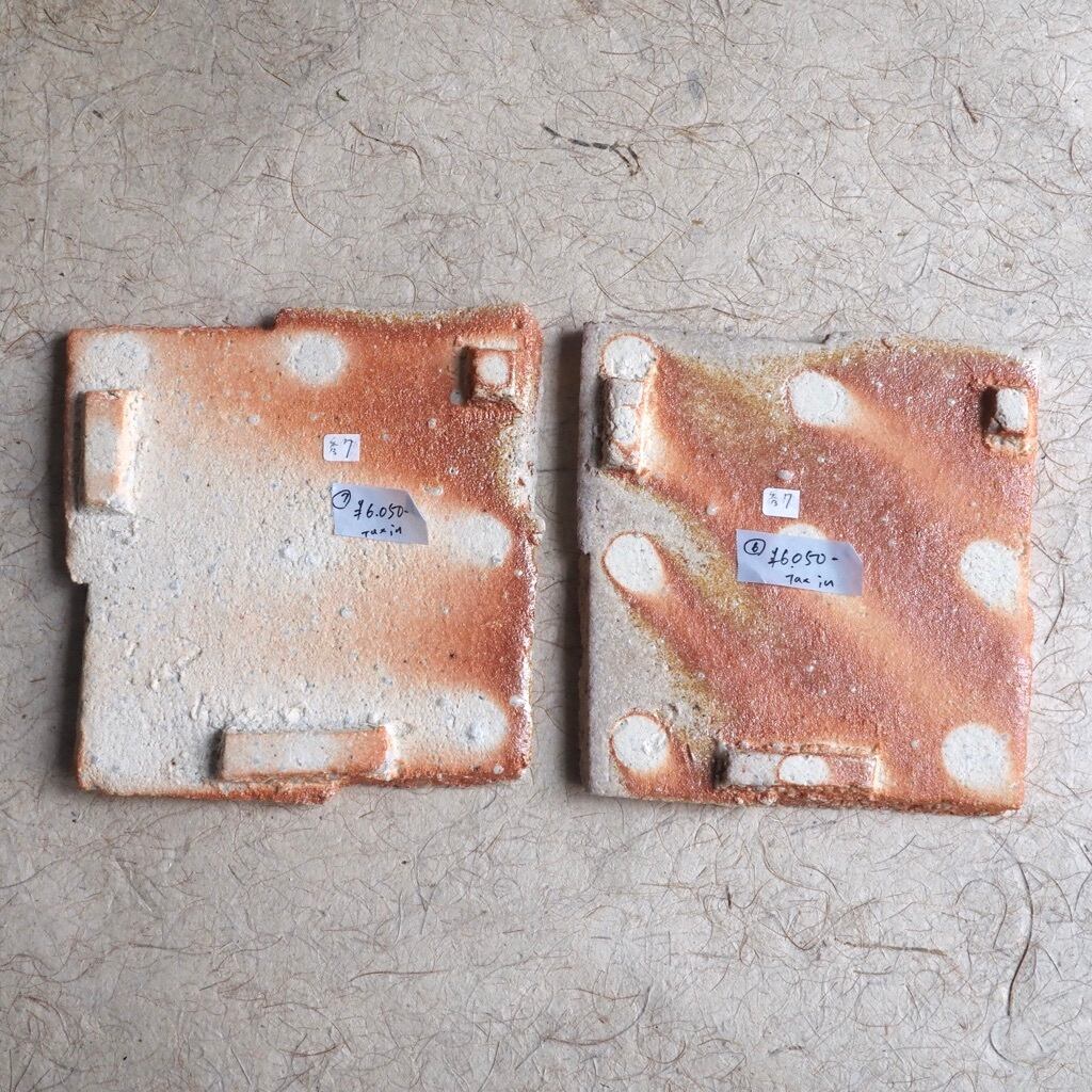 藤本 秀/焼締 淡色角皿