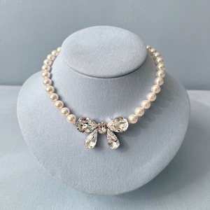ribbon pearl necklace/リボンパールネックレス