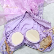 社交ダンス 衣装 スタンダードドレス ワンピース ドレス スタンダード ラベンダー 紫 フリル フロート デモ 競技 ダンス パーティ 発表会 レース 光沢 パープル系 フェミニン おしゃれ 可愛い ふんわり ショー 楽しい キラキラ 上品 輝き