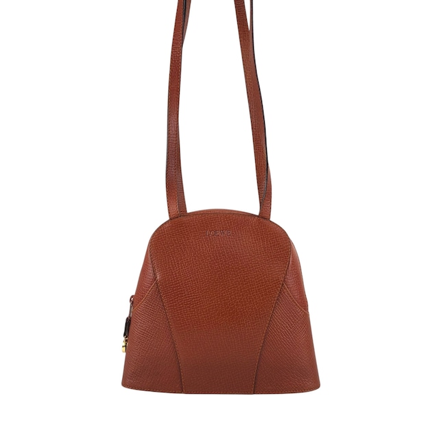 LOEWE ロエベ ショルダーバッグ ブラウン ロゴ型押し レザー vintage ヴィンテージ オールド hhdfi4