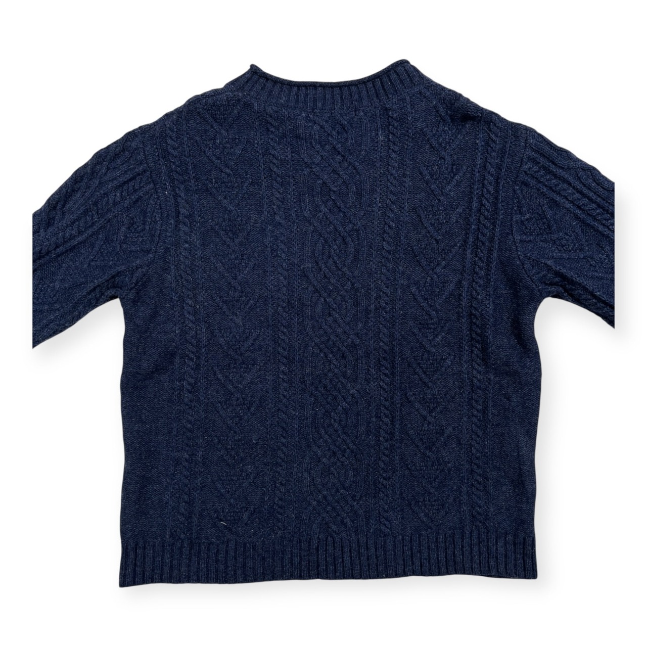 CROCODILE クロコダイル フィッシャーマン 風 アラン編み ウールニットセーター サイズ LL /ネイビー系 レディース