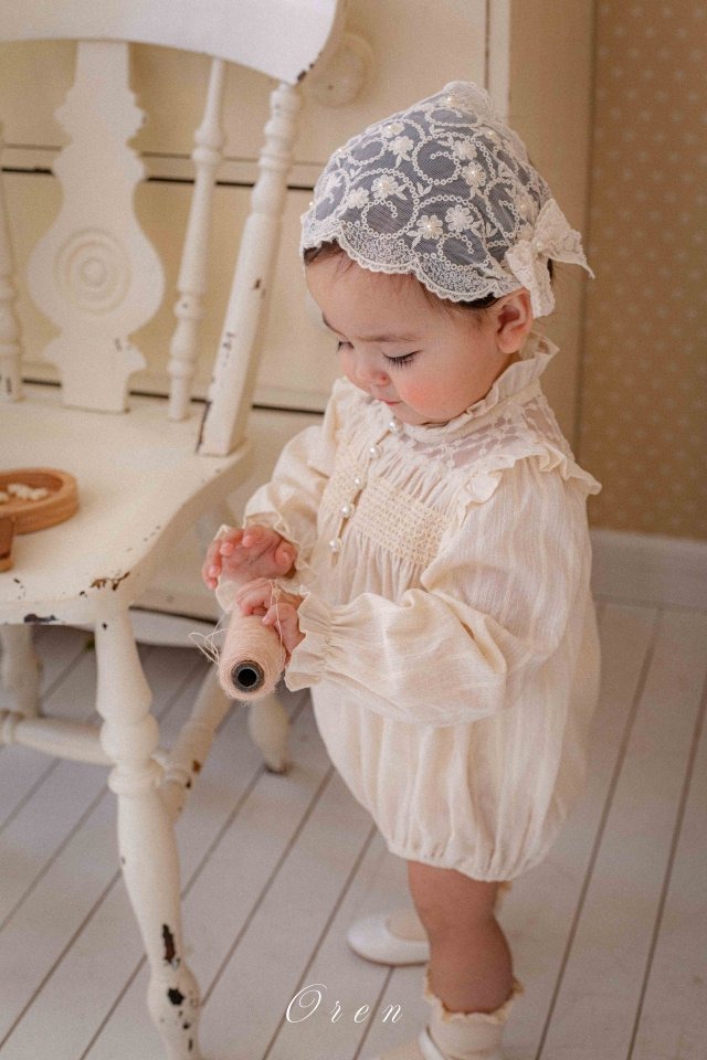 【取寄】oren｜elise smocking suit (cream)｜エリススモッキングスーツ｜S-M｜baby｜26 spring