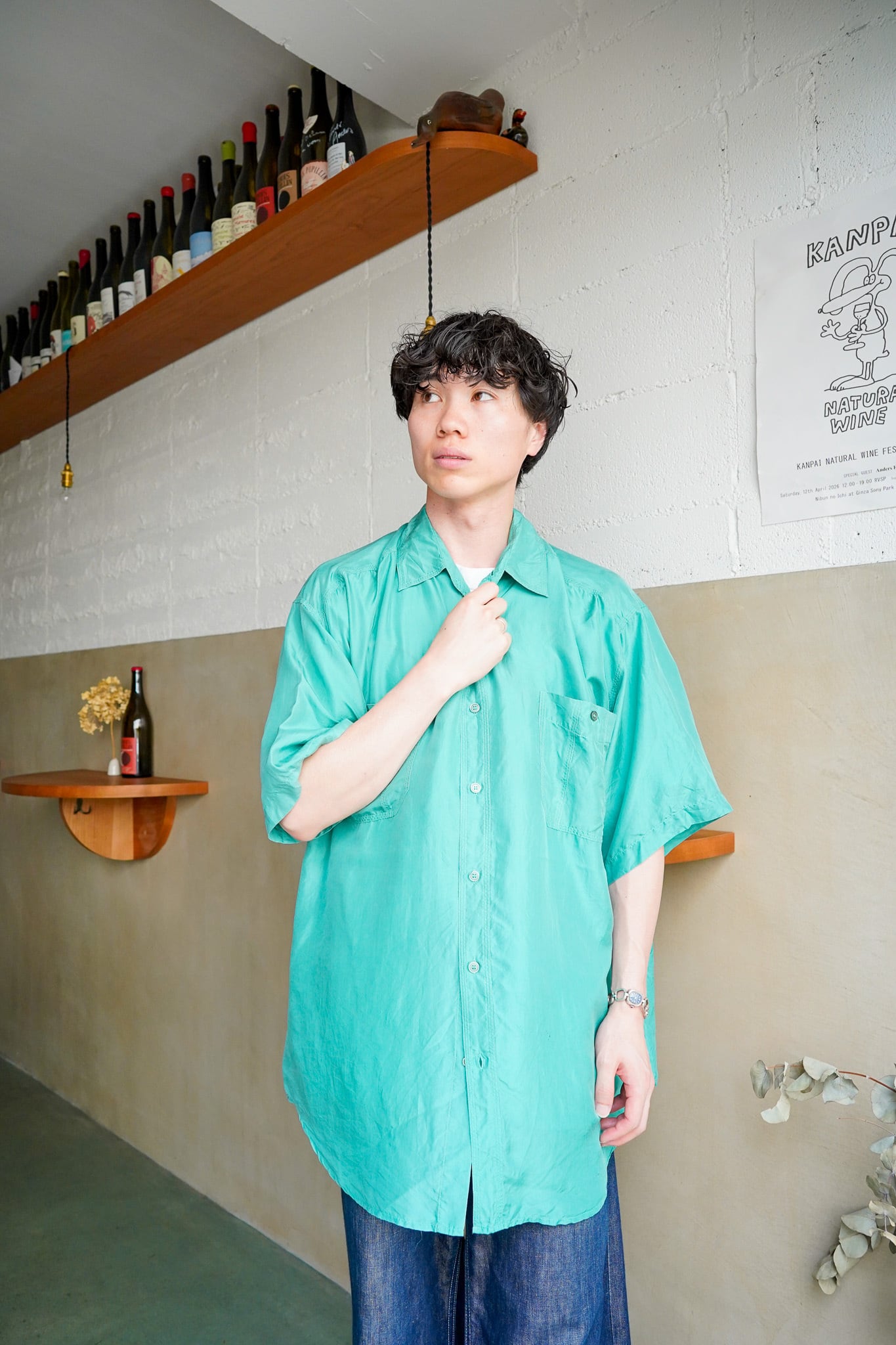 【1980s】"Lamberto" Short Sleeve Euro Silk Shirts / 6−154