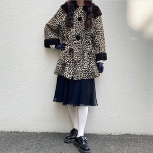 Vintage 50's boa collar leopard print coat
