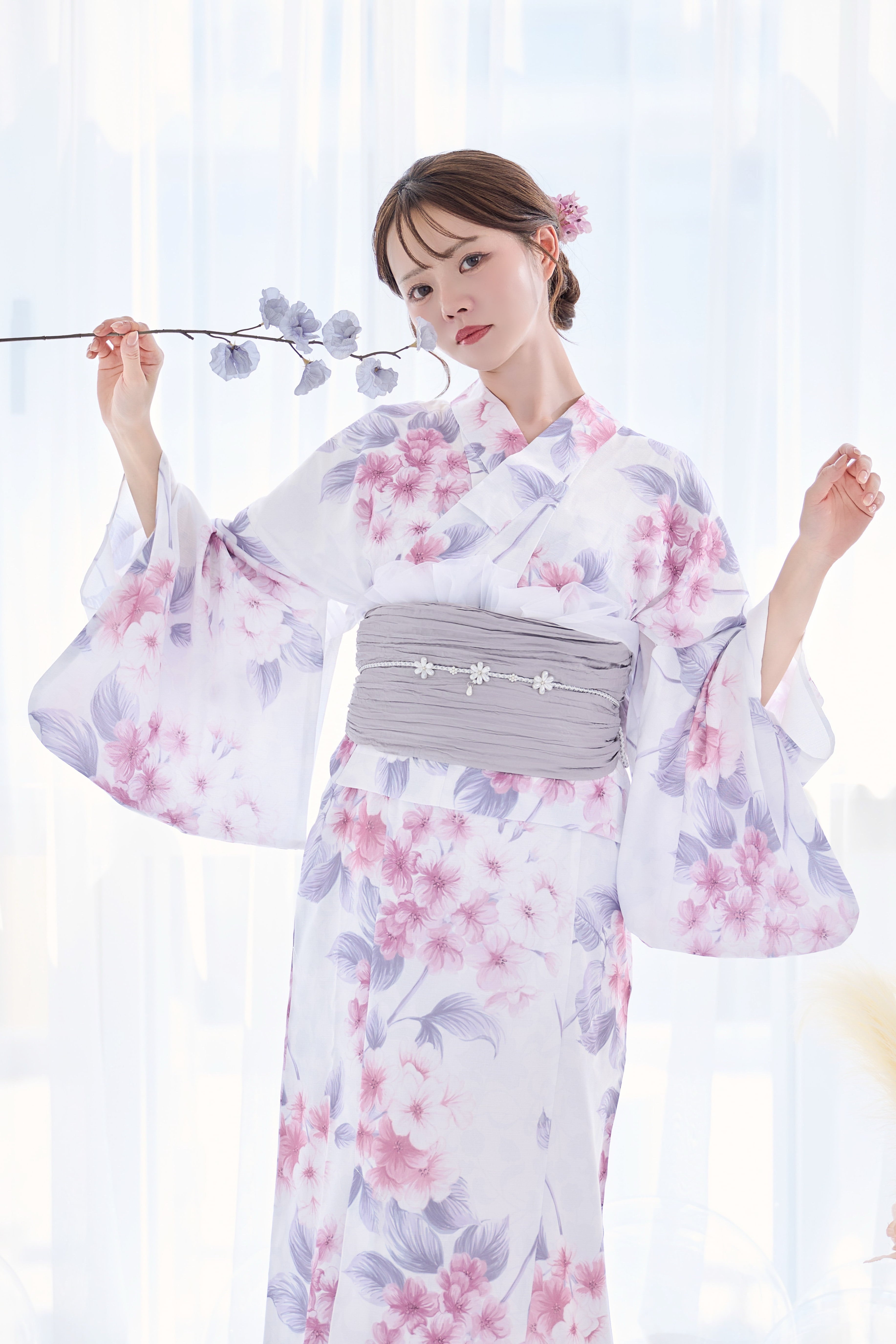 ワンピース浴衣4点set甘く咲き誇る花海棠 OP-3