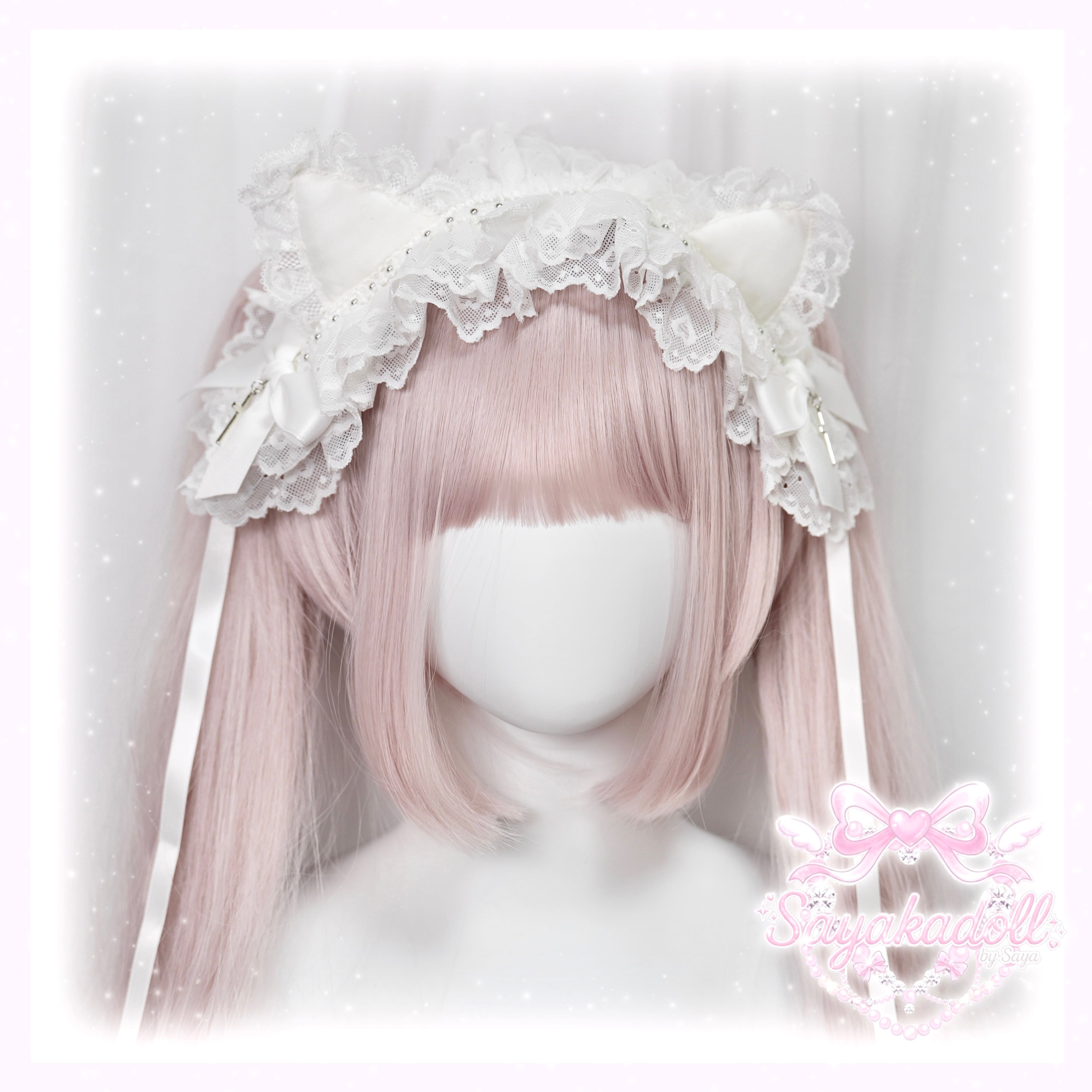 ♡ Princess ribbon フリルレースリボンヘッドドレス cream‬