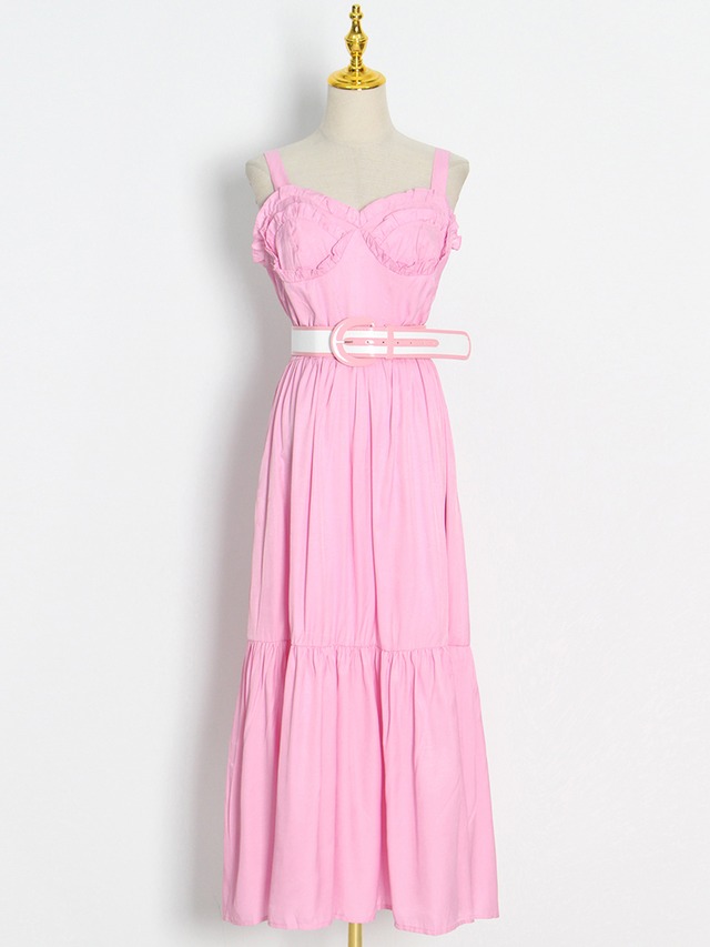 送料無料 TWOTWINSTYLEサッシサマードレス女性Vネックウエストヒットカラールーズノースリーブセクシードレス2022スタイル 夏物